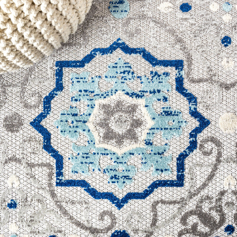 Mediterranean Medallion Square Indoor/Outdoor Area Rug