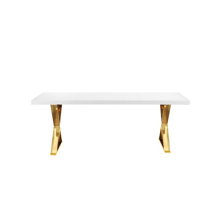 Pangea Home Alexa Dining Table White/Gold