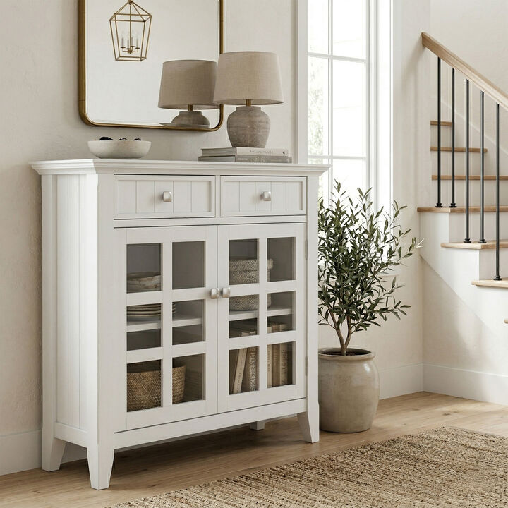 Acadian SOLID WOOD 36 inch Wide Transitional Entryway Hallway Storage Cabinet in White