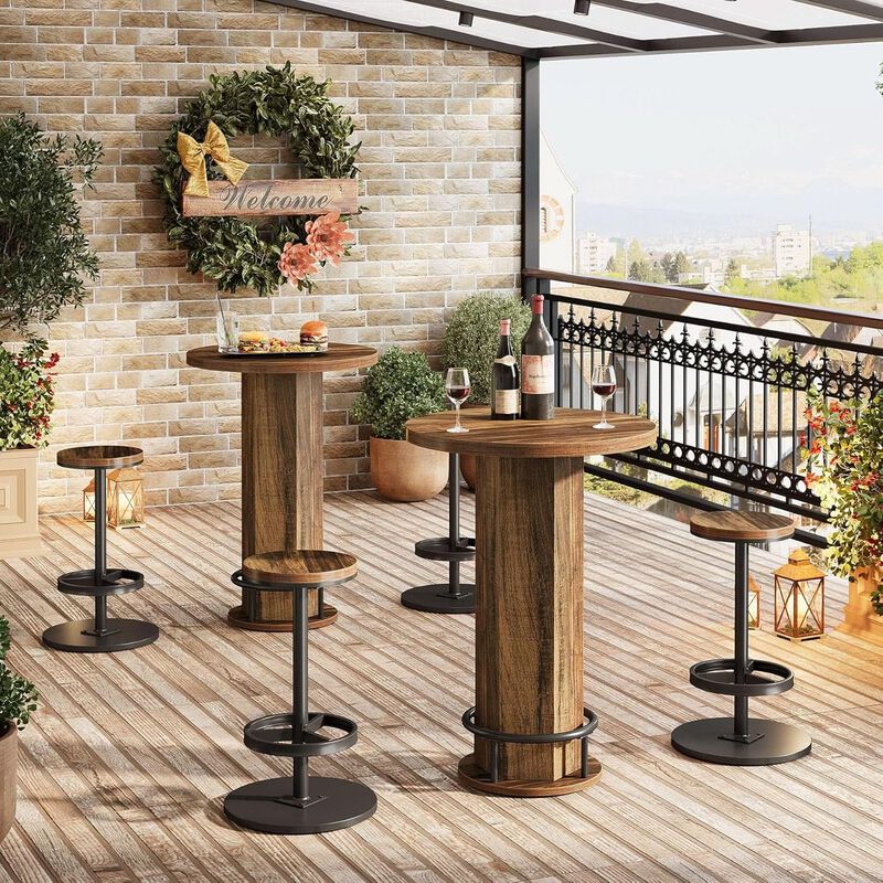 ShipItFurniture Round Bar Table with 2 Stools, Matte Black Powdercoat image number 5
