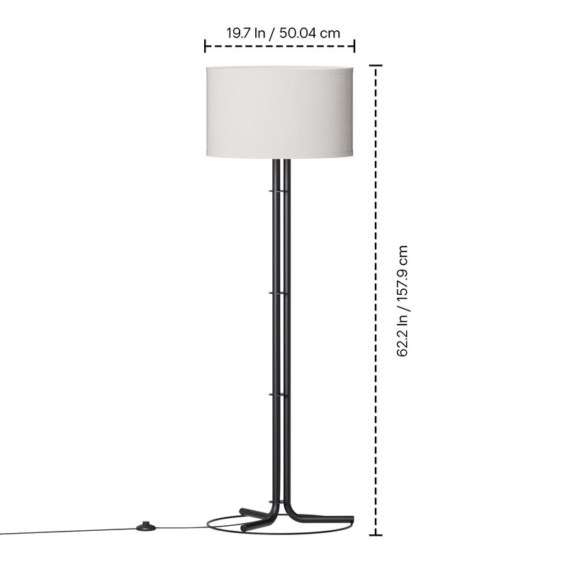 Classic Elegance 62 in. Floor Lamp with Cylindrical Shade - Warm Ambient Lighting