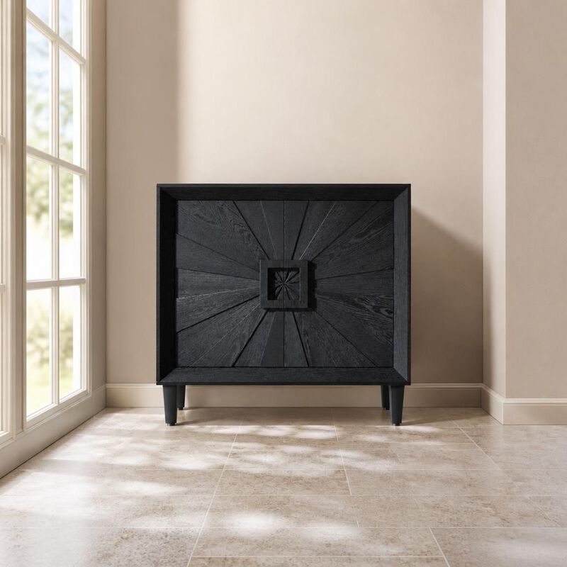 GOODSILO Compact Mid-Century 2-Door Storage Credenza with Adjustable Shelves, Small Space Accent Cabinet for Dining Room Entryway image number 3
