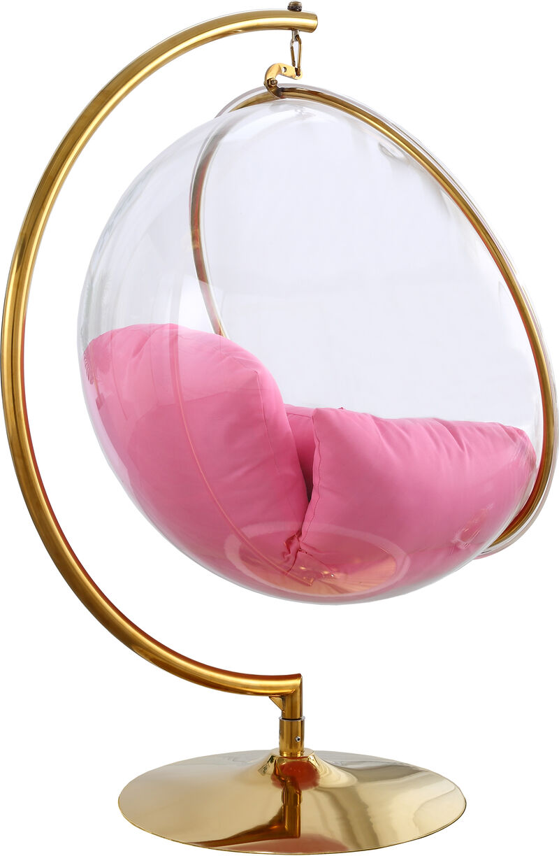 Meridian Furniture Luna Pink Fabric Acrylic Swing Bubble Accent Chair image number 2