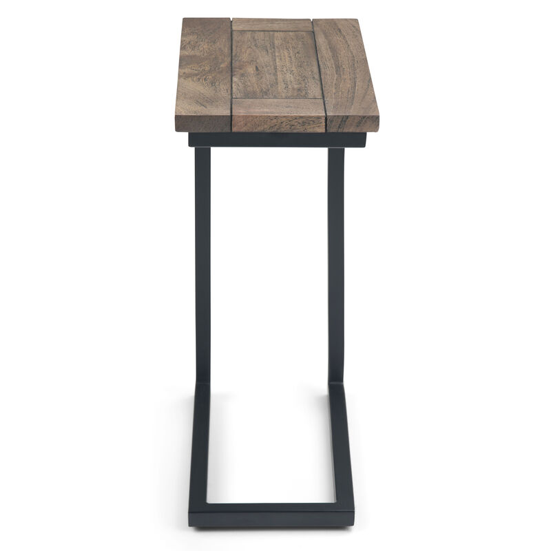 Skyler 18 inch Wide Solid Mango/Metal Industrial C Side Table in Beach Brown/Black, Assembled