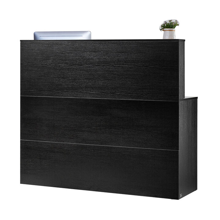 Reception Desk L-Shaped Front Counter Table 55.12 in Black Office Table