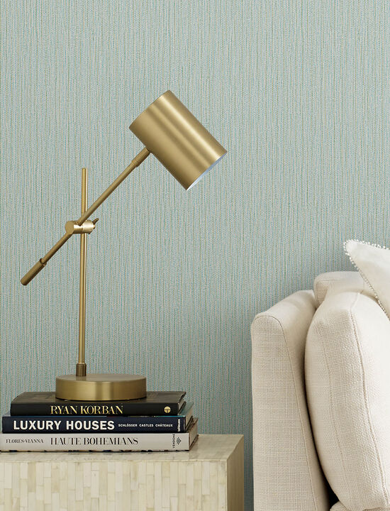 Bowman Sea Green Faux Linen Wallpaper