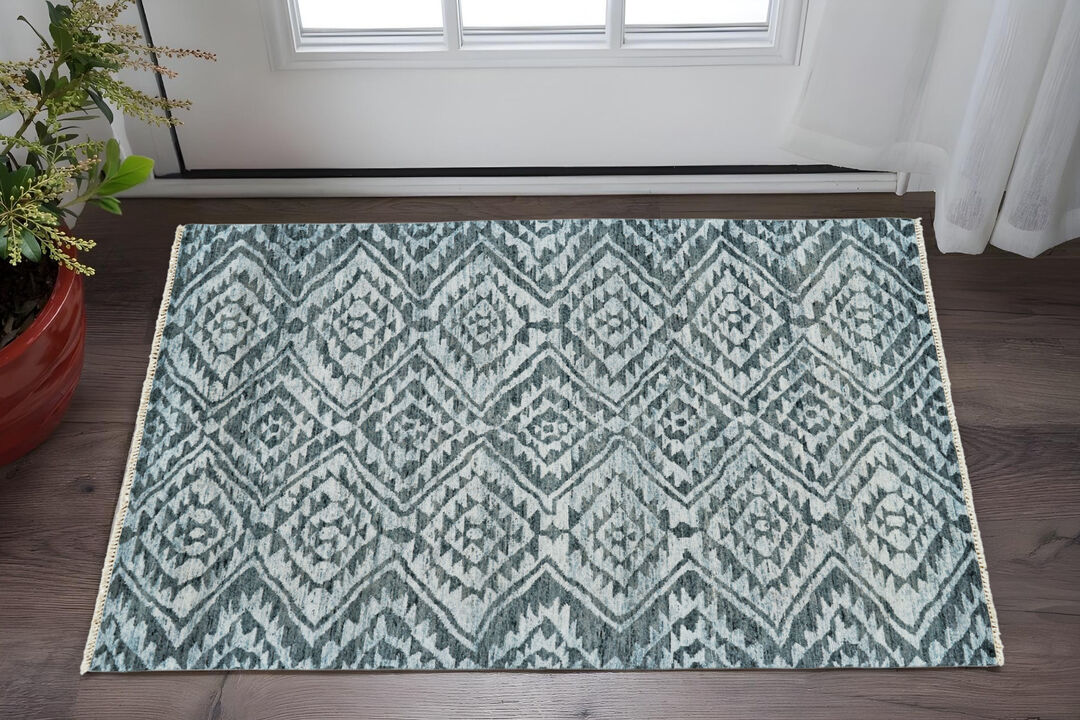 HomeRoots Wool Southwestern Hand Knotted Area Rug