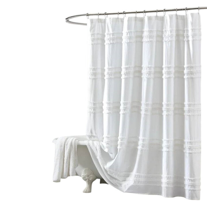 Luxury Cotton Chenille Stripe Shower Curtain – Soft, Textured Fabric, Easy to Clean & Fade-Resistant