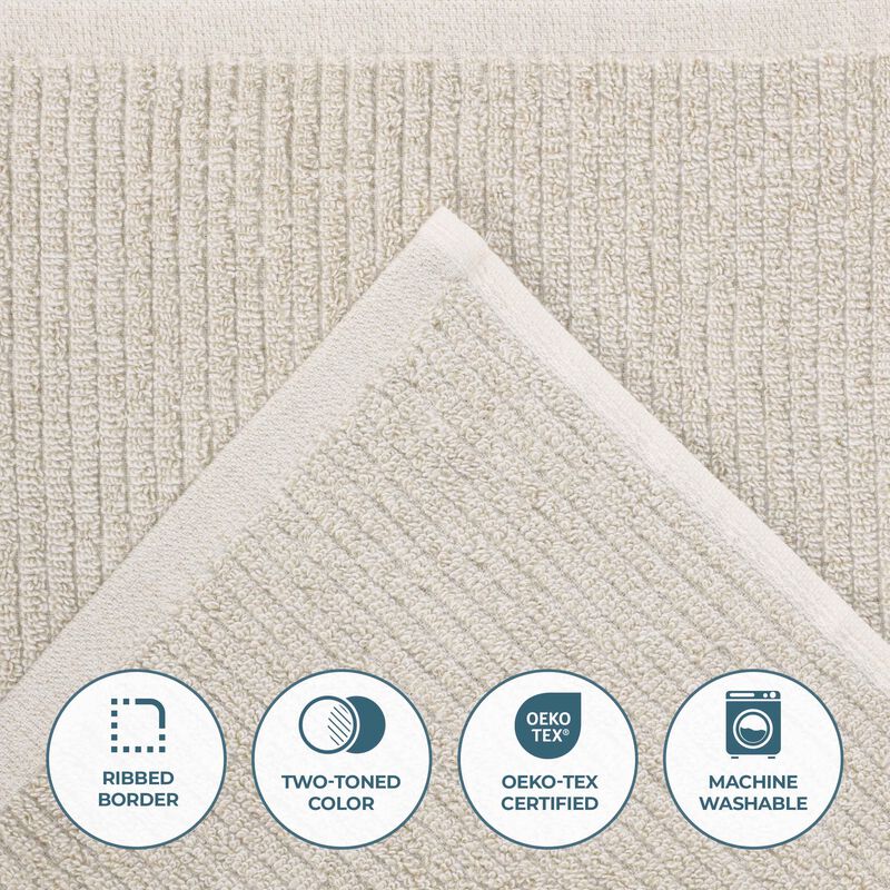 Set of 6 Cotton Blend Hand Towels with Textured Ribbed Design image number 3