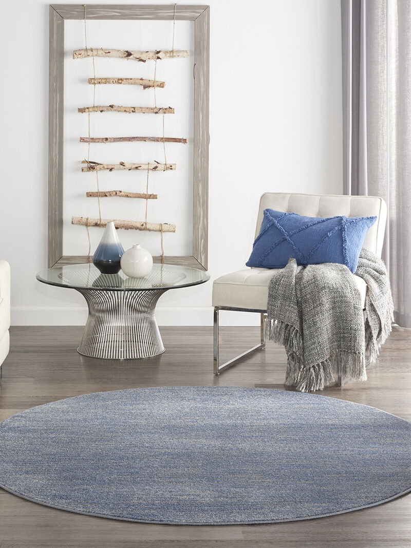 Nourison Essentials NRE01 Blue/Gray 6' x Round Rug image number 9