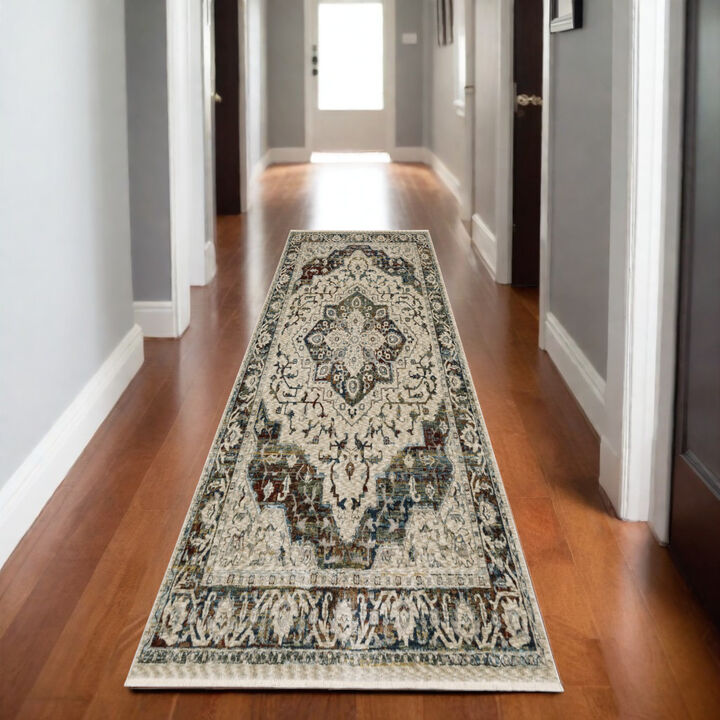HomeRoots Medallion Area Rug With Fringe