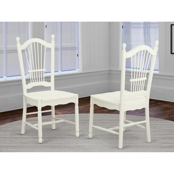 East West Furniture Dover  Dining  Room  Chairs  With  Wood  Seat  -  Finished  in  Linen  White,  Set  of  2
