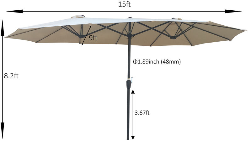 Streamdale Double-Sided Patio Umbrella 15x9FT