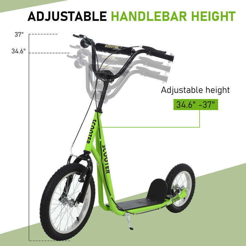BreeBe Teens Youth Scooter Ride On Toy with Adjustable Handlebar, Dual Brakes, and Inflatable Wheels image number 3