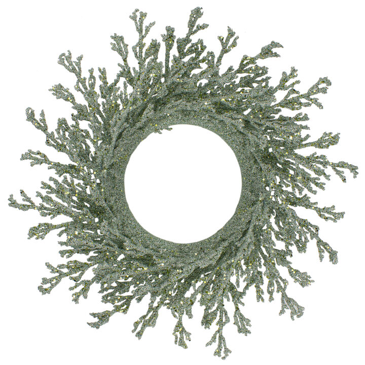 20" Green Glittered Artificial Coral Christmas  Wreath