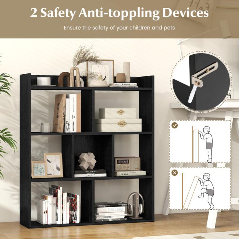 Hivvago 7 Cubes Open-back Bookshelf with Anti-Toppling Devices
