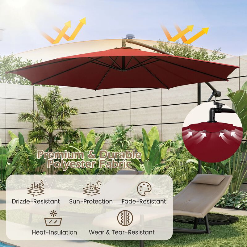 Mondawe 10 Feet Patio Umbrella with 112 Solar-Powered LED Lights