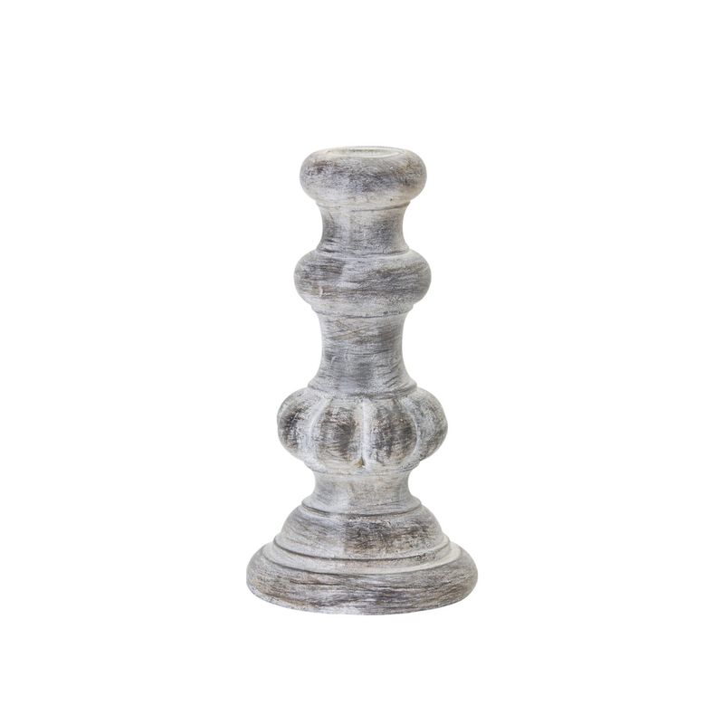 HomeRoots Set of Four White Washed Resin Tabletop Candle Sticks image number 3
