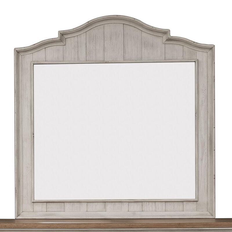 Liberty Furniture Farmhouse Reimagined Dresser & Mirror in Antique White w/ Chestnut Top image number 2