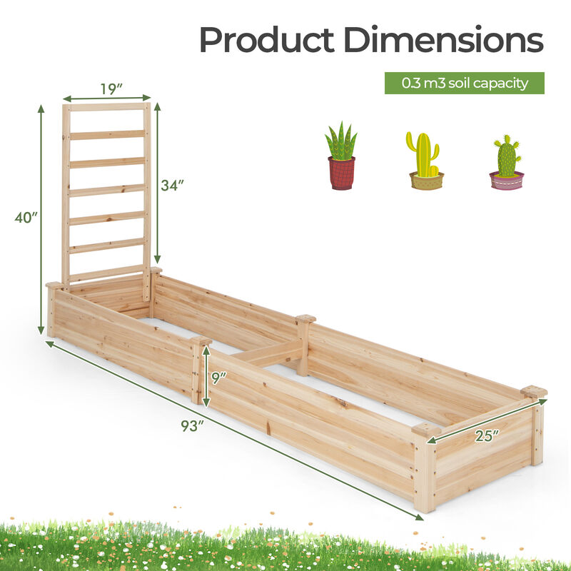 Raised Garden Bed with Planter Box and Trellis-Natural