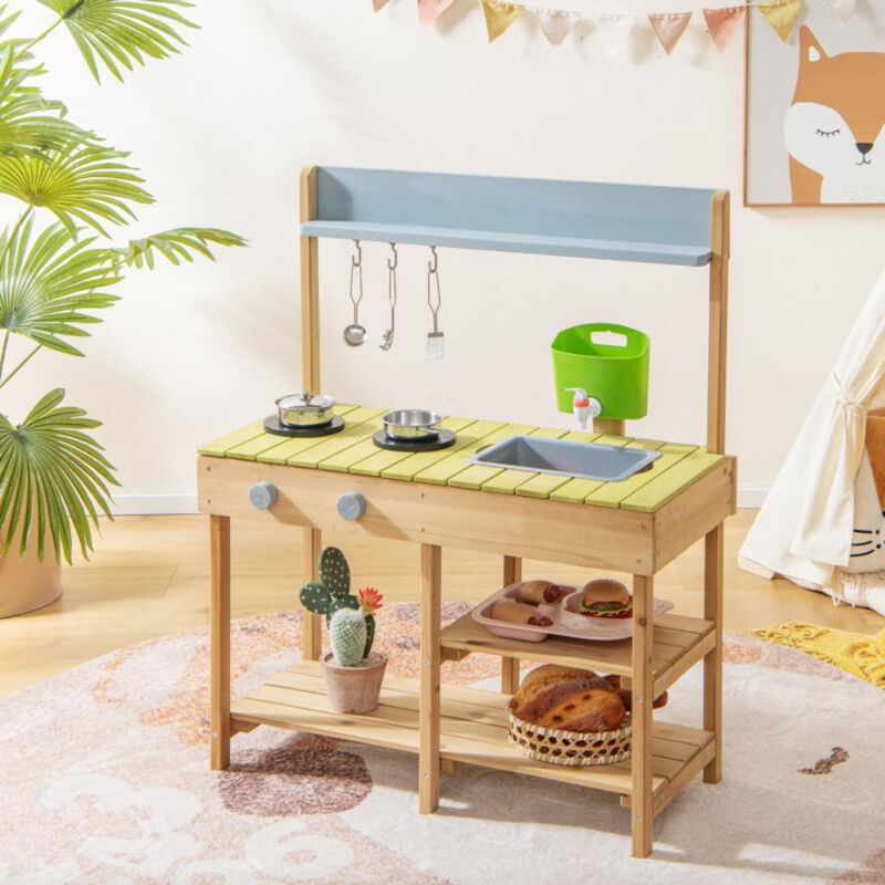 Hivvago Backyard Pretend Play Toy Kitchen with Stove Top