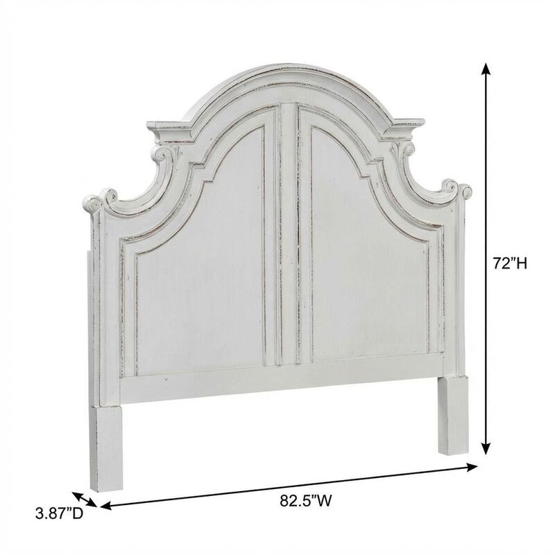 Antique White, Weathered Bark King Headboard, Solid Wood Frame, European Design image number 5