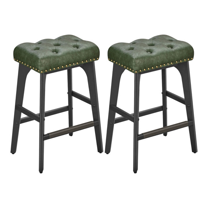 Set of 2 Upholstered Counter Height Bar Stools for Casual Dining Spaces