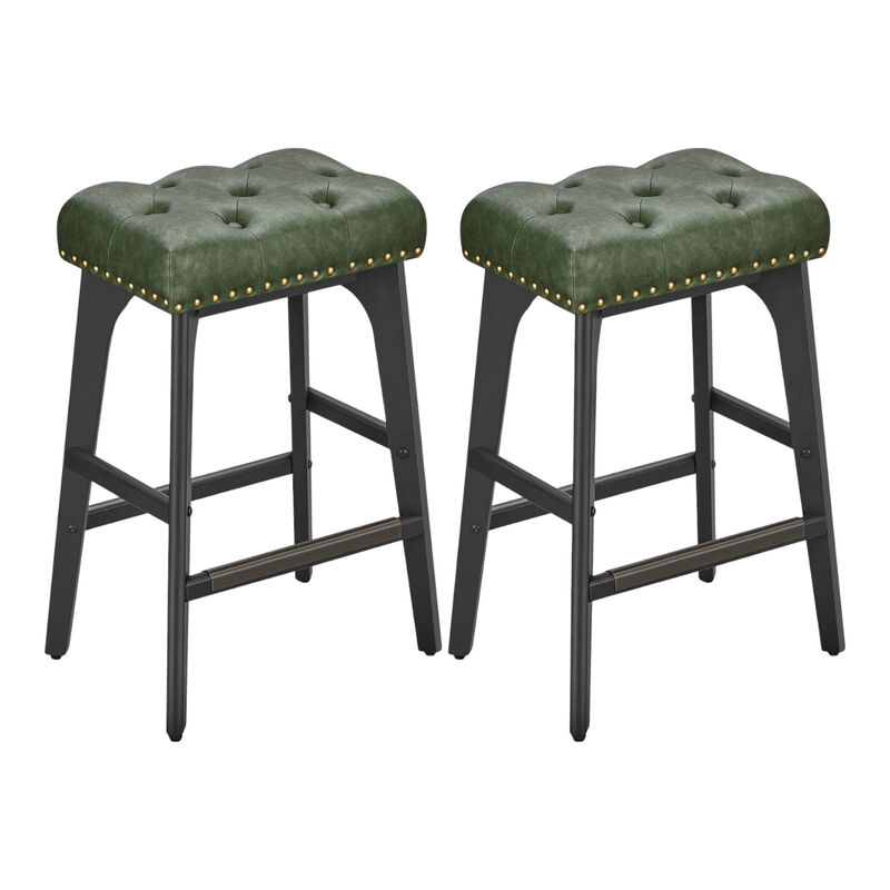 Set of 2 Upholstered Counter Height Bar Stools for Casual Dining Spaces