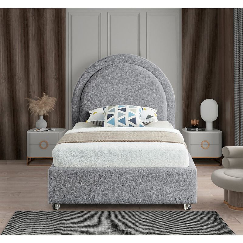 Meridian Furniture Milo Grey Fabric Twin Bed