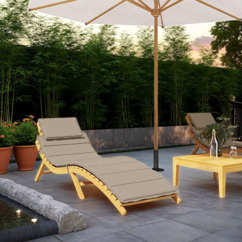 Outdoor Cushion for Chaise Lounger w Pillow, Taupe Fabric 73 Inch