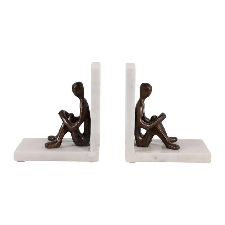 S/2 8" Man Reading Bookends