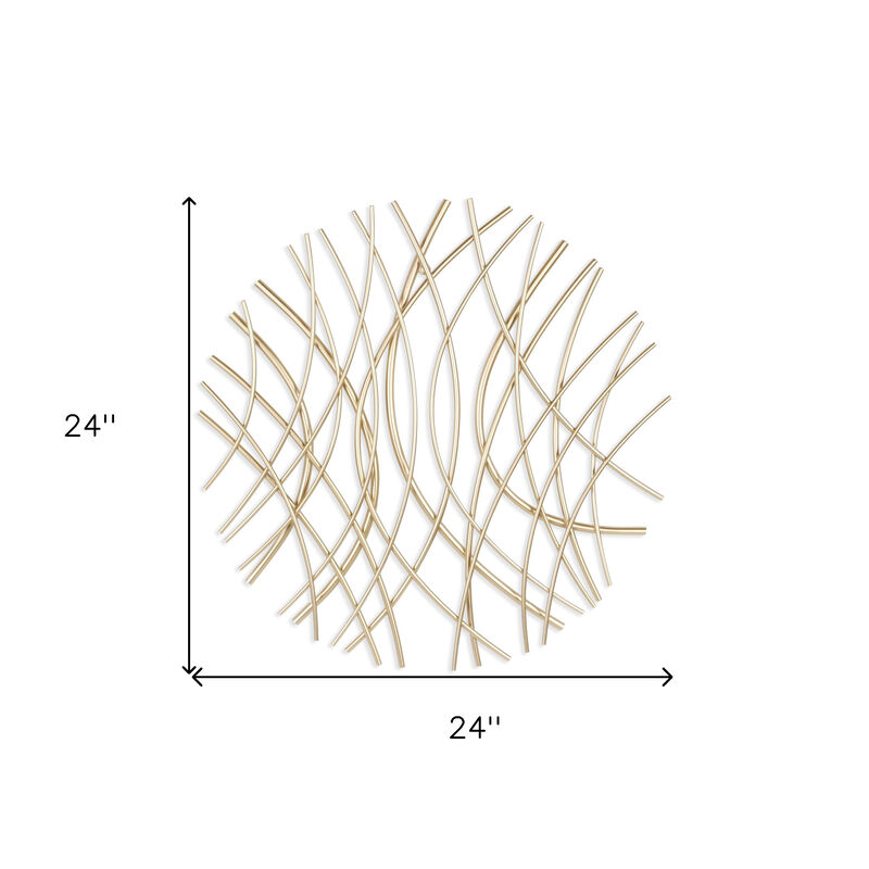 HomeRoots 24" X 24" Gold Metal Circle Abstract Hanging Dimensional Sculpture image number 6