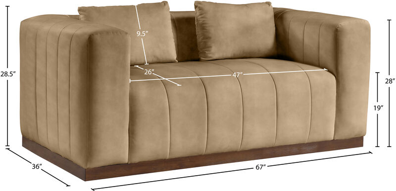 Meridian Furniture Mallina Tan Vegan Leather Loveseat