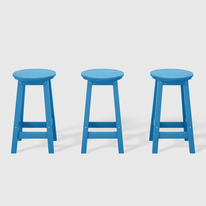 WestinTrends 24" HDPE Outdoor Patio Round Counter Height Bar Stool Set of 3
