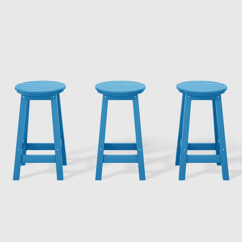WestinTrends 24" HDPE Outdoor Patio Round Counter Height Bar Stool Set of 3