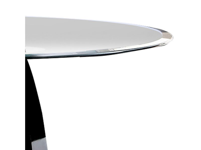Wood and Glass Counter Height Table with O Shaped Base, Black - Benzara image number 3
