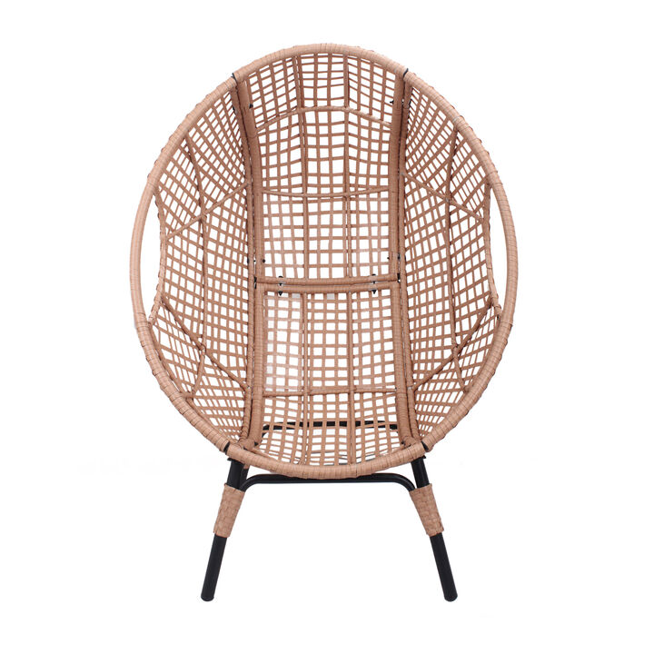 WOW PIONEER Elegant Arc Back Hanging Egg Swing Chair with 400lb Weight Capacity 8-Inch Thick Cushion PE Rattan