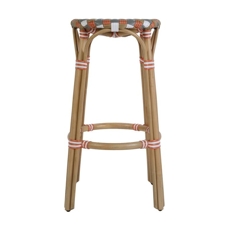 Butler Specialty Ballito 30 in. Seat Height Oval Rattan Bar Stool with Footrest, Yellow and Brown image number 5