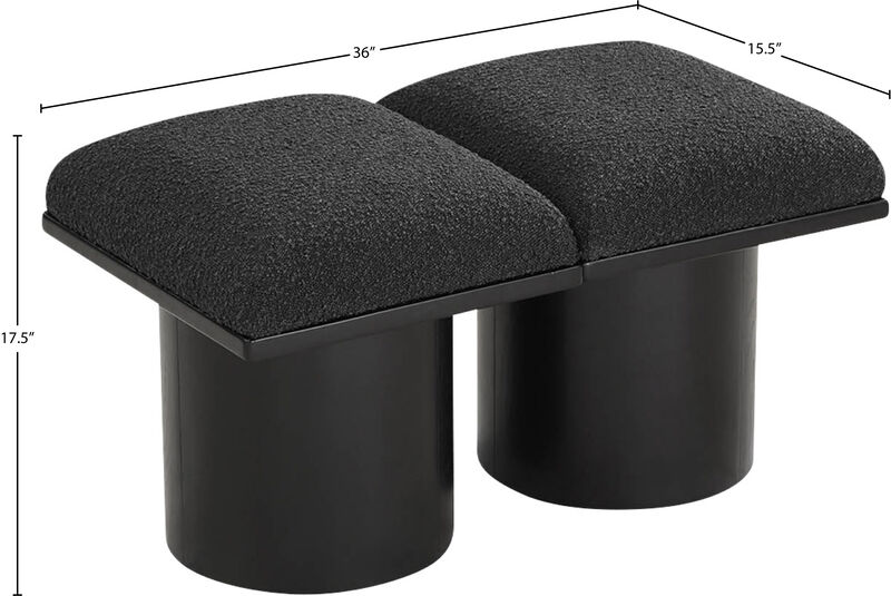 Meridian Furniture Pavilion Black Boucle Fabric Bench