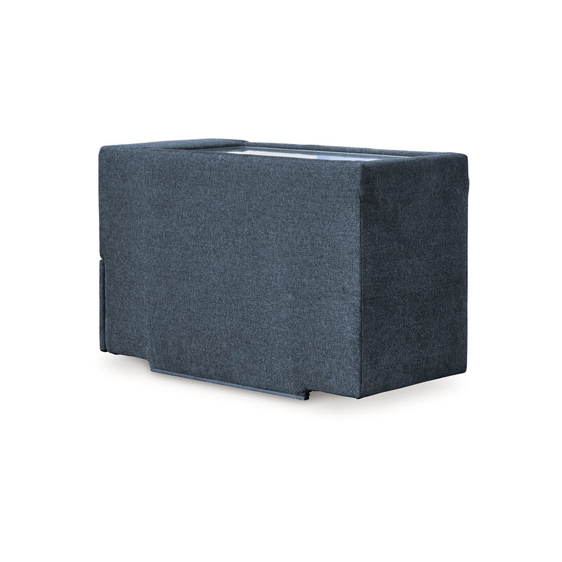 Meso Modular Console, Built In Storage, Ink Blue Nuvella, 37 Inch - Benjara image number 4