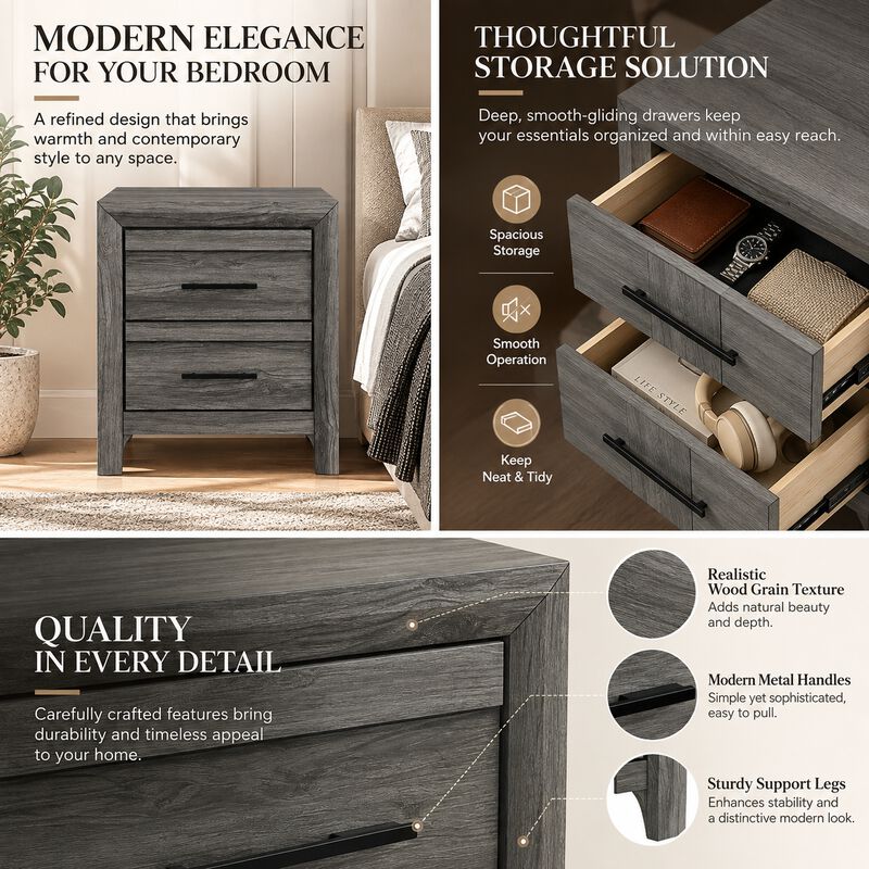 Norvessara 2-Drawer Nightstand image number 3