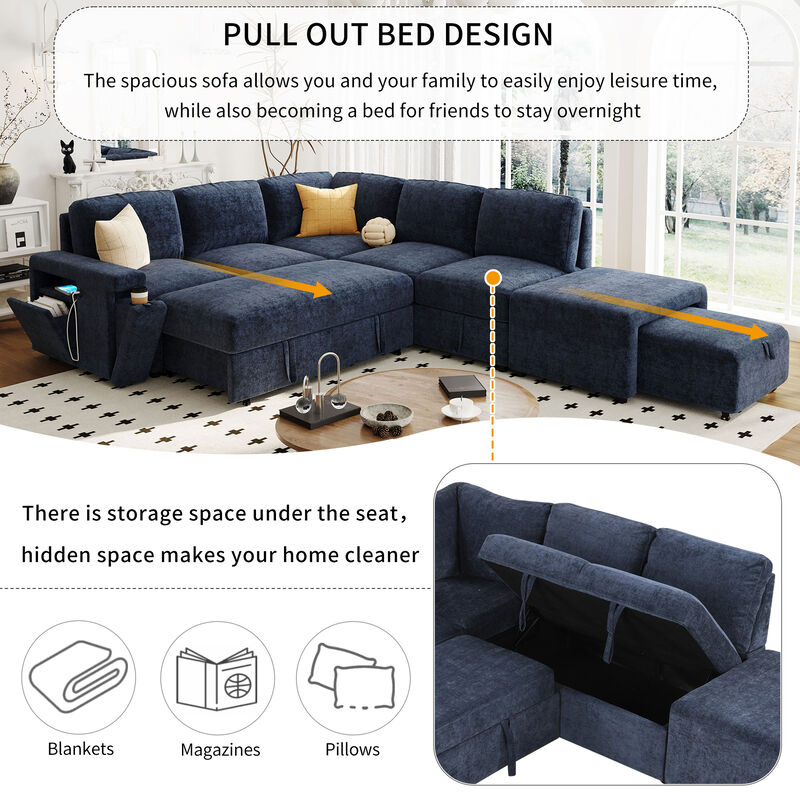 Merax  L-shaped Padded Modular Sofa with Storage image number 2