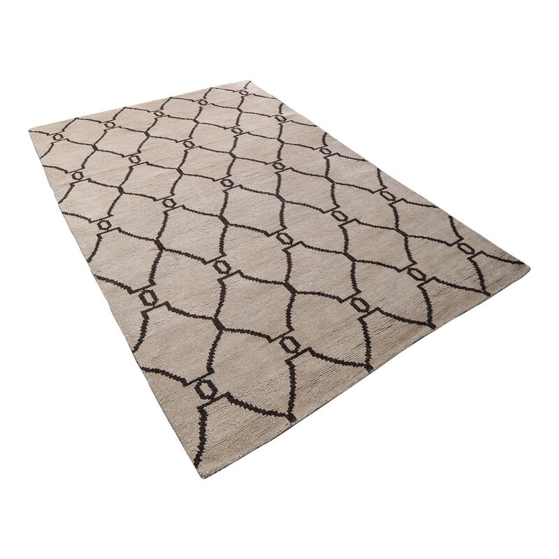 HAND KNOTTED WOOL Geometric AREA RUGS  - Rectangle Shape, Geometric Modern, Medium Pile Handmade Area Rugs for Living Room, Bed Room (N01103) image number 2