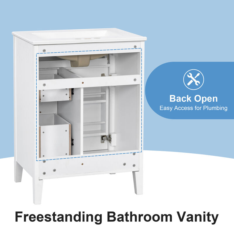 Merax Compact Bathroom Storage Vanity with Left Door Rack Cabinet & 2 Right Drawers image number 7