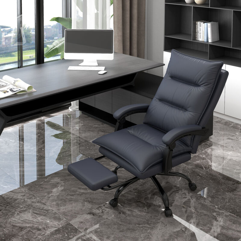 Vinsetto Executive Massage Office Chair with 6 Vibration Points, Microfiber Computer Desk Chair, Heated Reclining Chair with Footrest, Armrest, Double Padding, Charcoal Gray image number 2