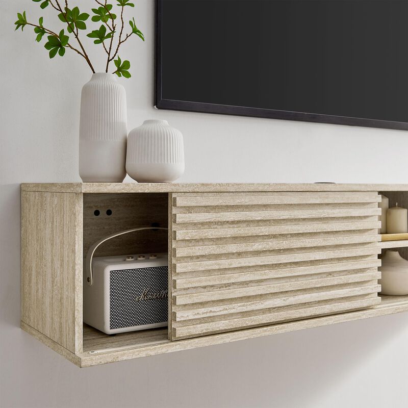 Modway Render Faux Travertine 71 Inch Floating TV Stand in Travertine image number 4