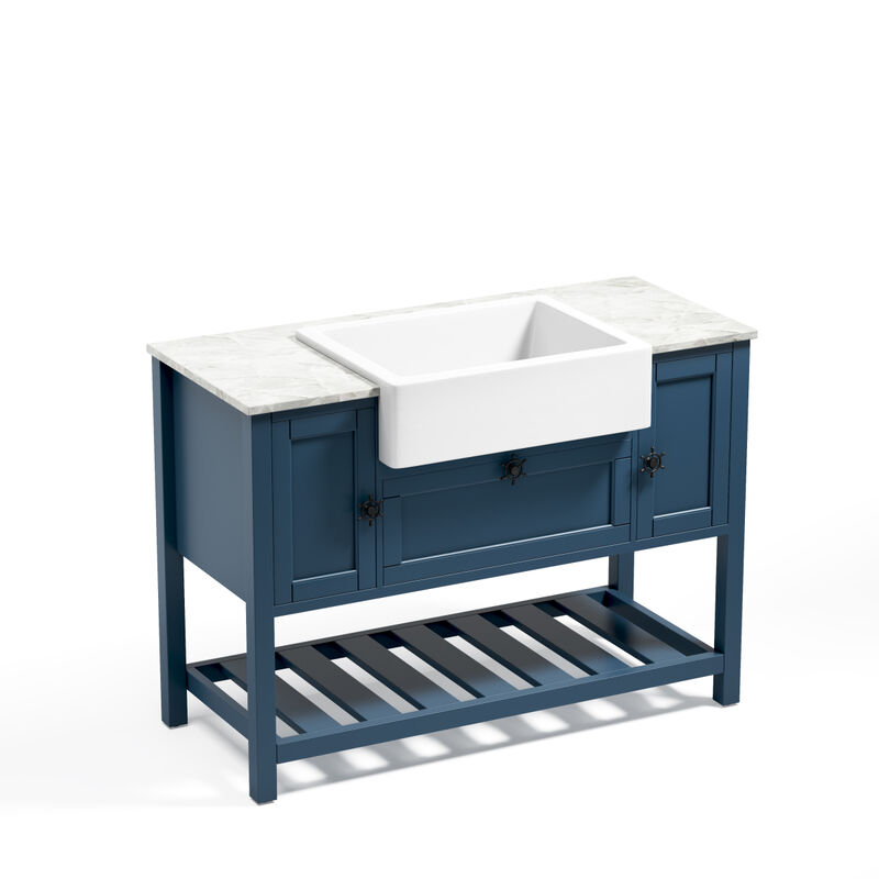 Solid Wood Bathroom Vanities Without Tops 48 in. W x 20 in. D x 33.60 in. H Bath Vanity in blue