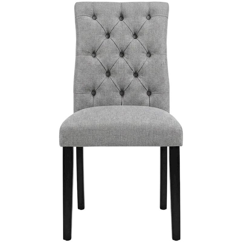 Button-Tufted Upholstered Fabric Parsons Chair, White image number 0
