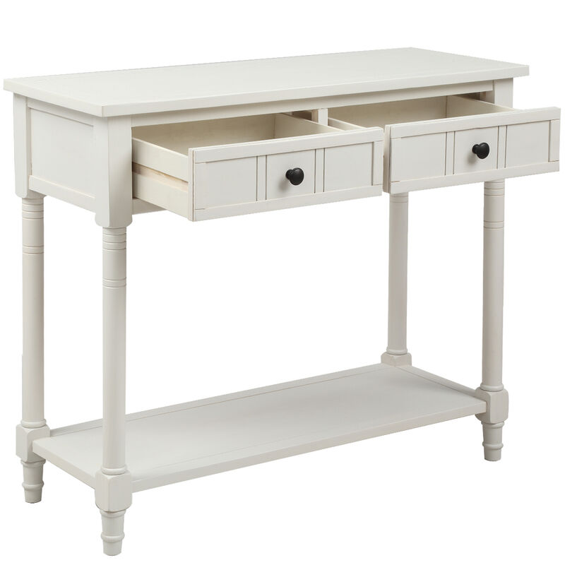 Merax Console Table Traditional Design with Two Drawers and Bottom Shelf