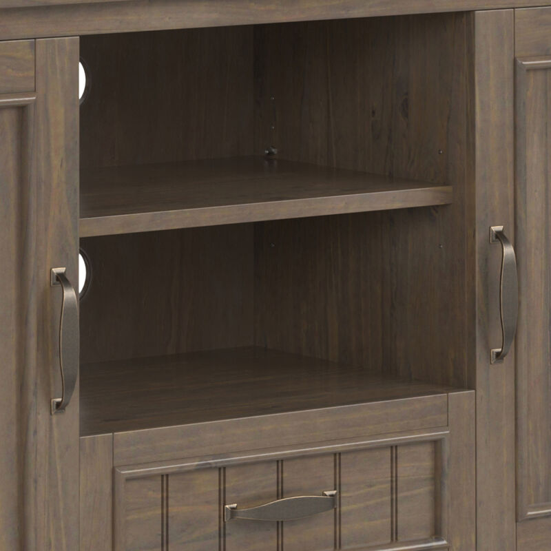 Lev SOLID WOOD 53 inch Wide Contemporary TV Media Stand in Smoky Brown For TVs up to 60 inches